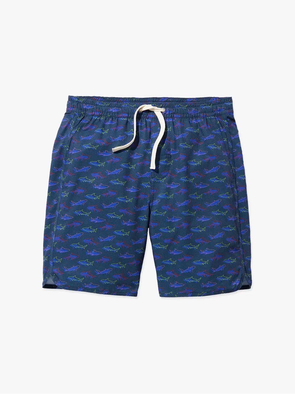 Fair Harbor Kids Anchor Swim Trunks Navy Neon Sharks XL